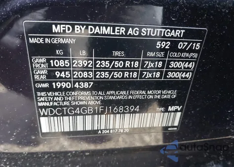 2015 Mercedes-Benz Gla 250 4Matic z USA, uszkodzony, nr VIN WDCTG4GB1FJ168394